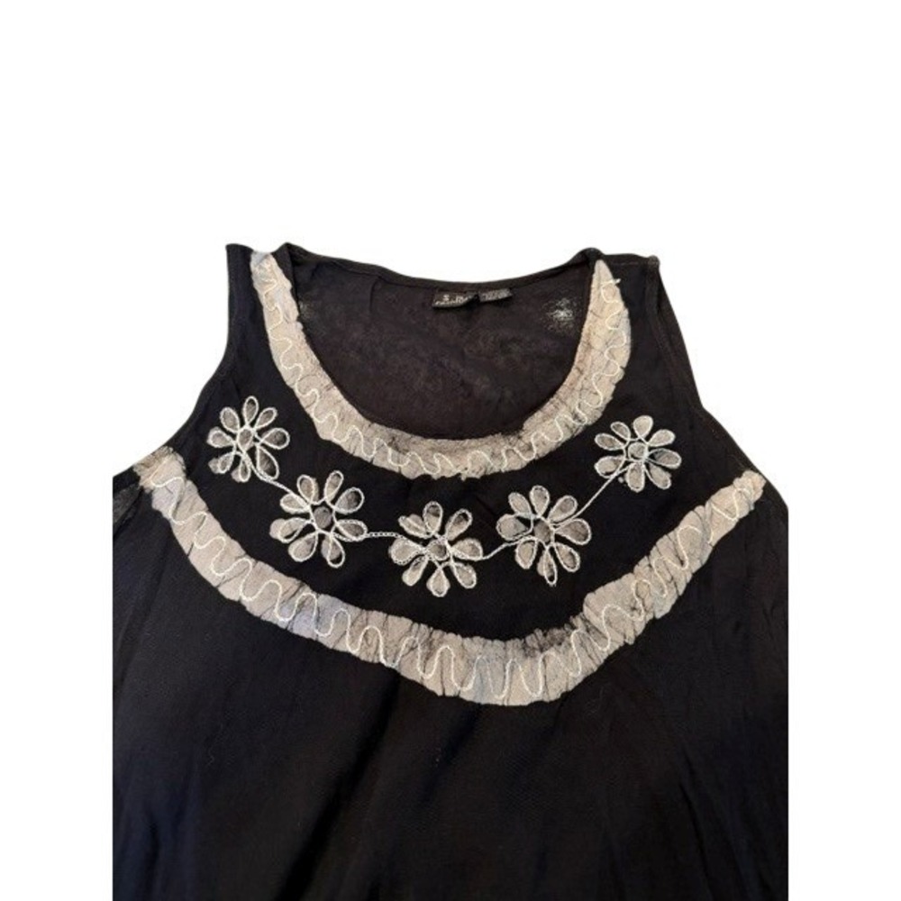 S.R. Fashion Womens Black White Rayon Paisley Floral Handkerchief Hem Dress L - Picture 4 of 7